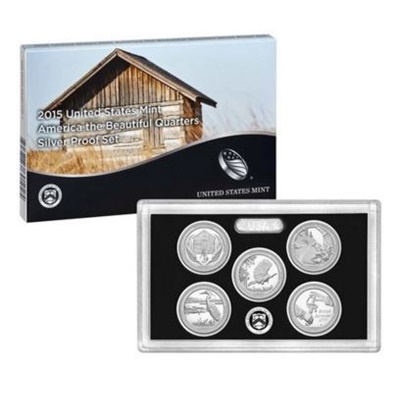 2015 USA America the Beautiful Quarters Silver Proof Set - Click Image to Close